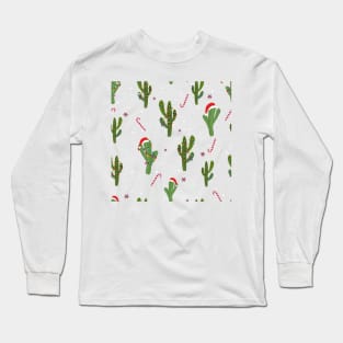 Cactus with succulents christmas tree pattern Long Sleeve T-Shirt